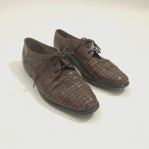 VGC Sesto Meucci Brown Lace Up Leather Loafers US Size 7-1/2 Medium